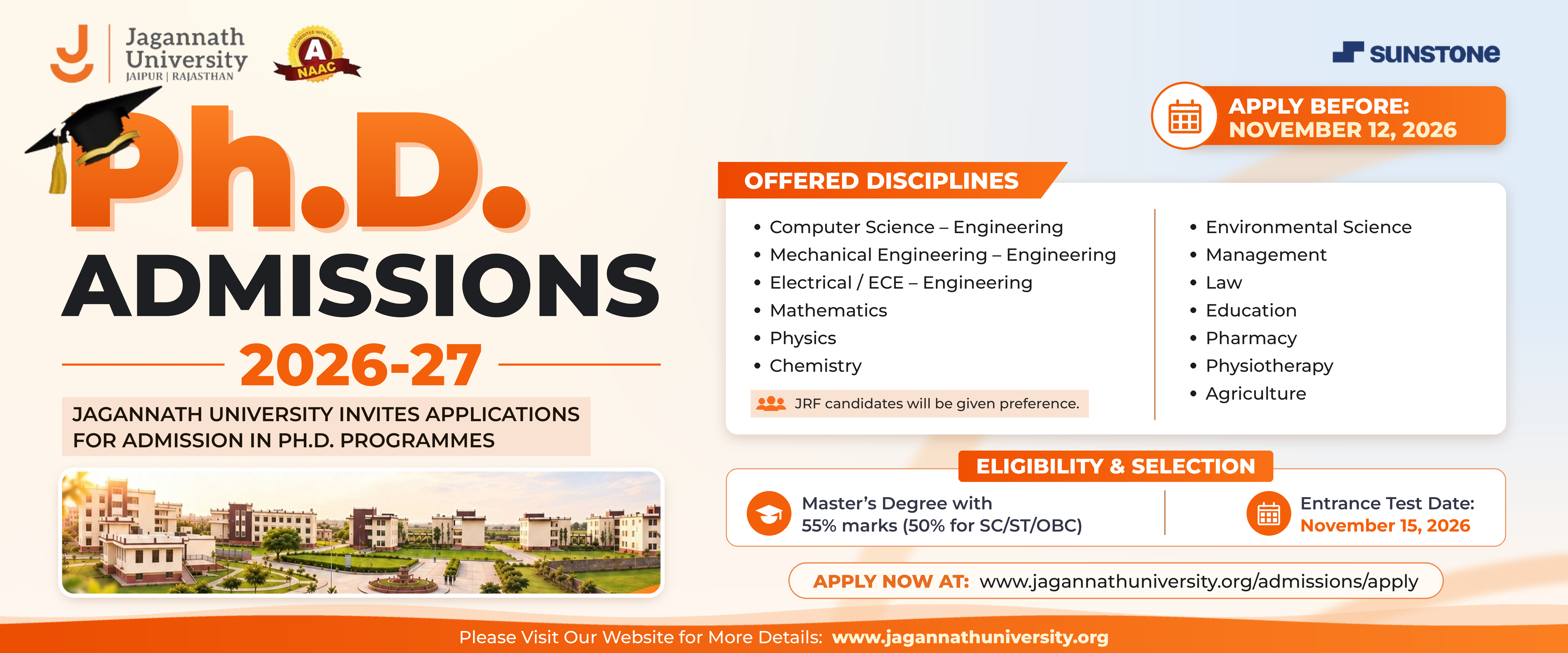 Ph.D. Entrance Test on 15 November 2026